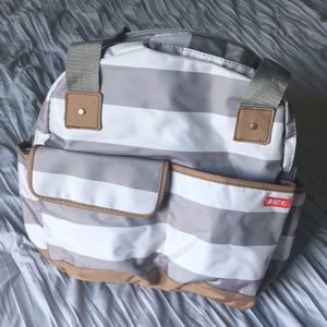 Grey and White Stripe iPack Diaper Bag